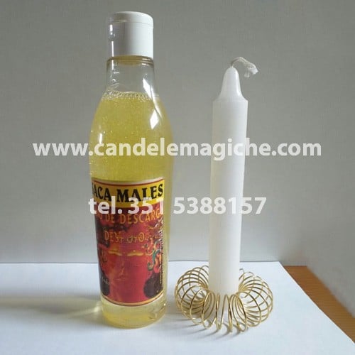 bottiglia di bagno di scarico purificatorio e candela bianca