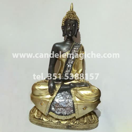 statua del buddha in oro e vetro a mosaico