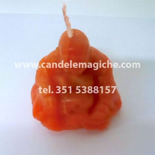 candela a forma di buddha di colore arancione