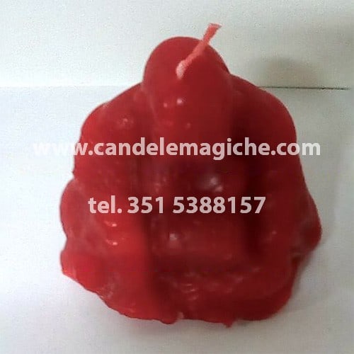 candela a forma di buddha di colore rosso