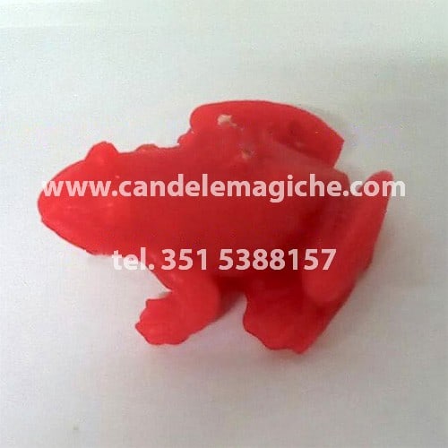 candela a forma di rospo di colore rosso