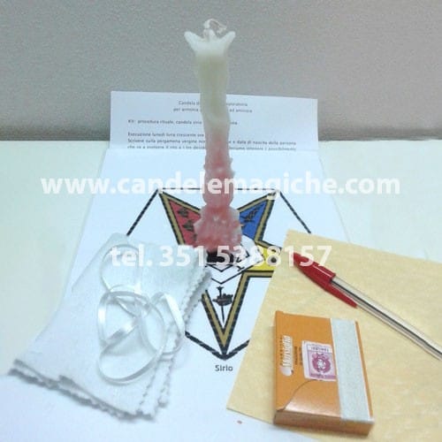candela di sirio rosa e bianca per rito di riconciliazione