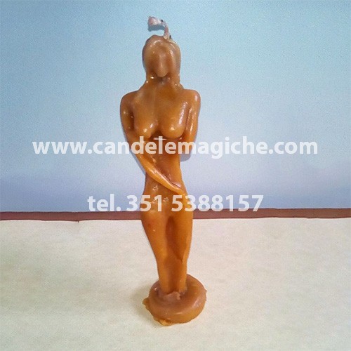 candela figurata della statuetta di una donna in pura cera d'api