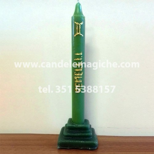 candela zodiacale dei gemelli di colore verde