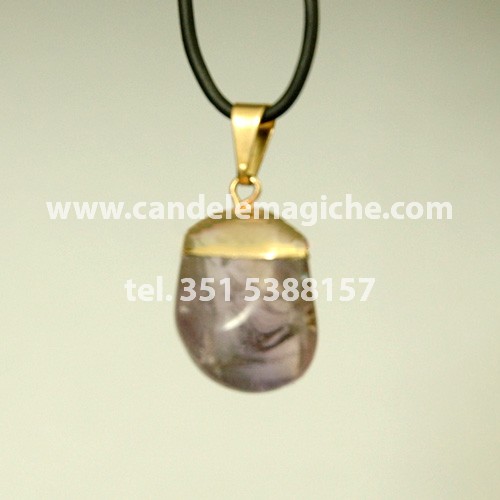 collana con ciondolo al quarzo rosa