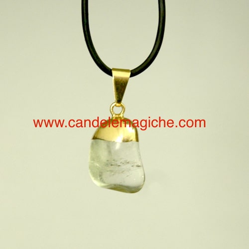 ciondolo portafortuna con pietra cristallo di rocca per segno zodiacale del cancro