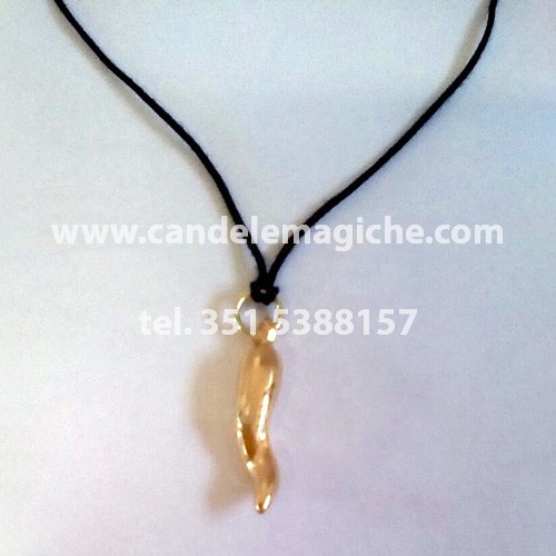 corno portafortuna in metallo dorato