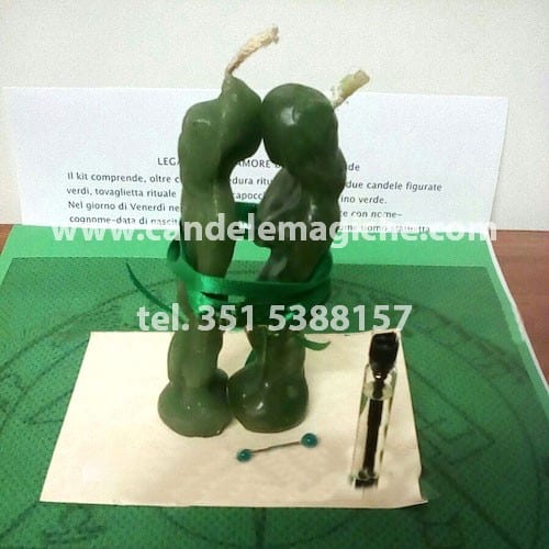 candele figurate verdi per legamento d'amore uomo donna