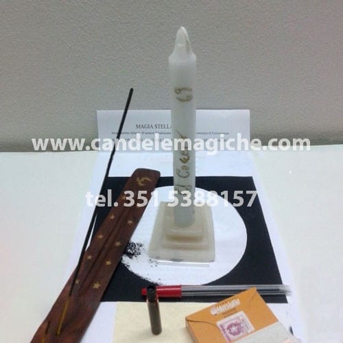 kit candela e accessori per il rito di magia stellare del cancro