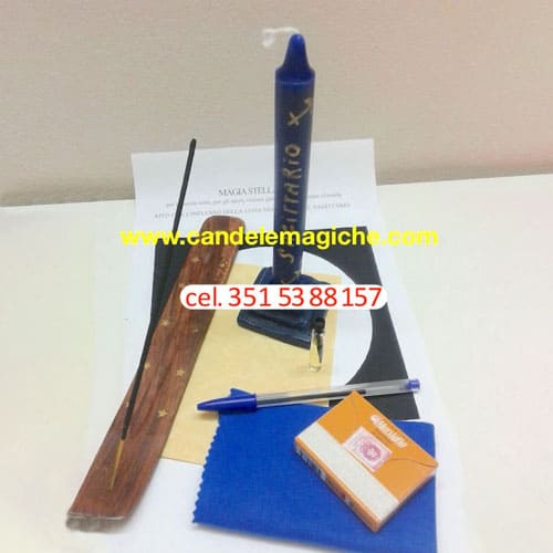 kit candela e accessori per il rito di magia stellare del sagittario