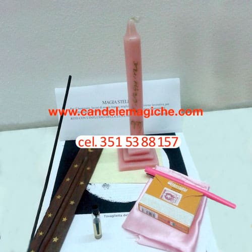 set candele e accessori per il rito di magia stellare della vergine