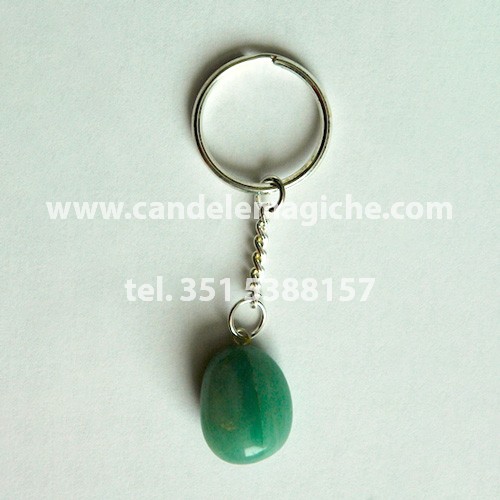 Portachiavi con pietra amazzonite burattata di colore verde