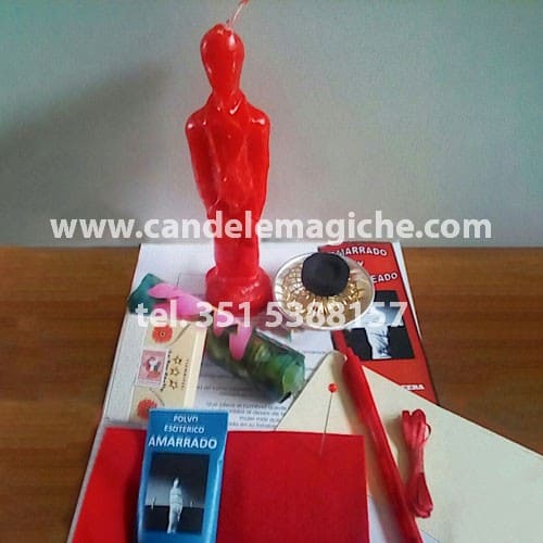 candela con statua amarrado per rituale d'amore