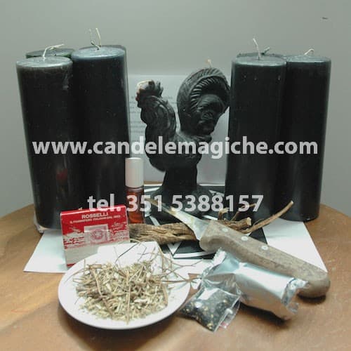 gallina nera in cera e candele nere per il rito della gallina nera