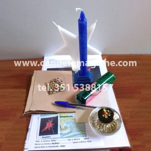 candela azzurra a candela a stella per rito luciferiano abaddon