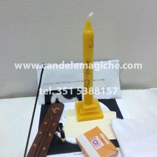 kit candela e accessori per il rito di magia stellare del leone