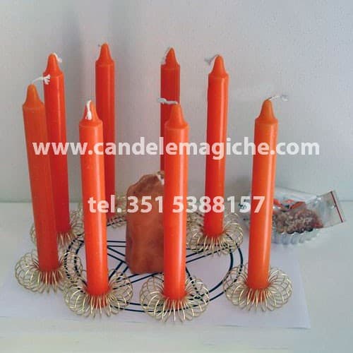 set candele arancione per il rito del muro arancione