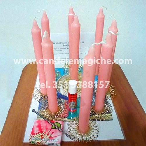 set di candele rosa per il rituale di santa marta dominadora