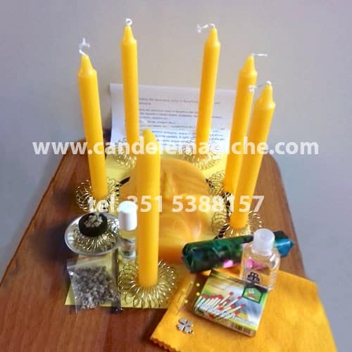 candela figurata del pensiero gialla per rituale per fortuna economica