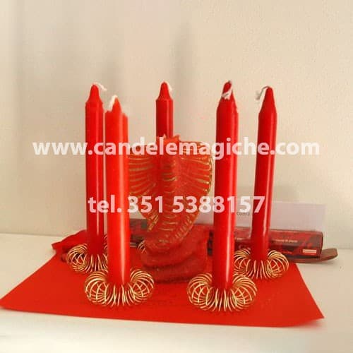 set di candele per rituale del cobra rosso