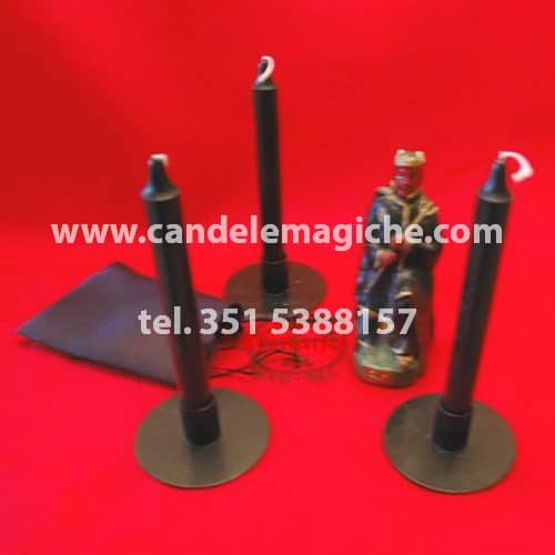 set 3 candele nere per rituale exu-rei di allontanamento negatività