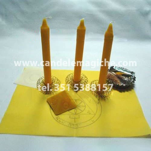 tre candele gialle per rituale salomonico del sole