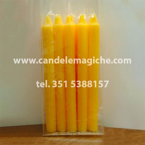 confezione 10 pezzi di candele cilindriche gialle