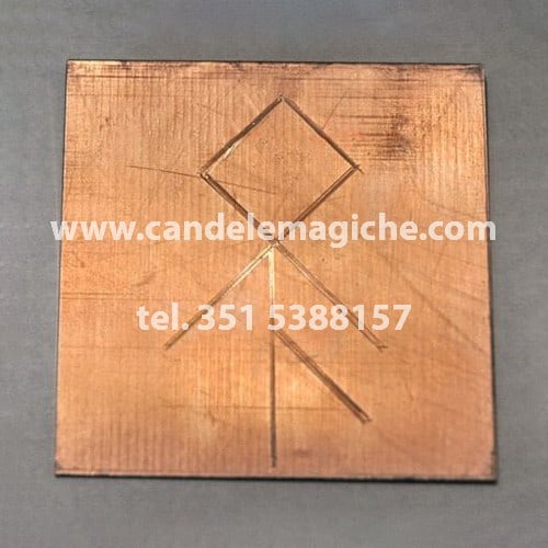 talismano runico in rame con quadrato magico per avere aiuto nelle imprese