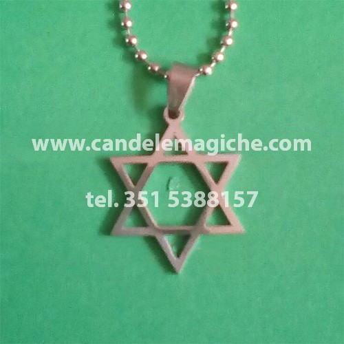 talismano stella di david o sigillo di salomone in acciaio
