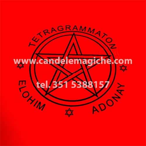 tovaglietta per altare con disegnato pentacolo tetragrammaton